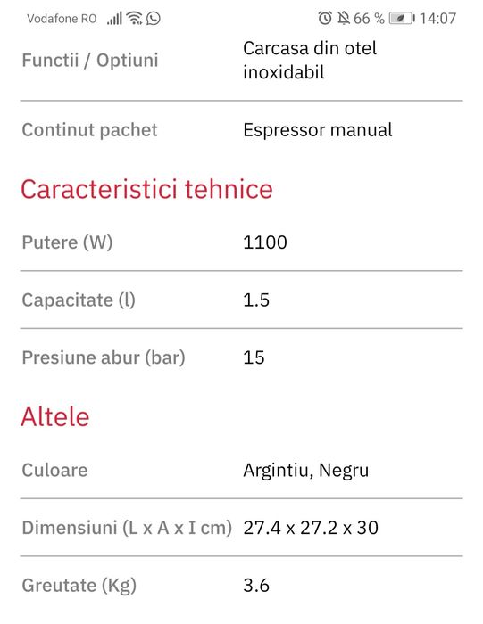 Vând expresor cafea manual ,panou comanda  mecanic