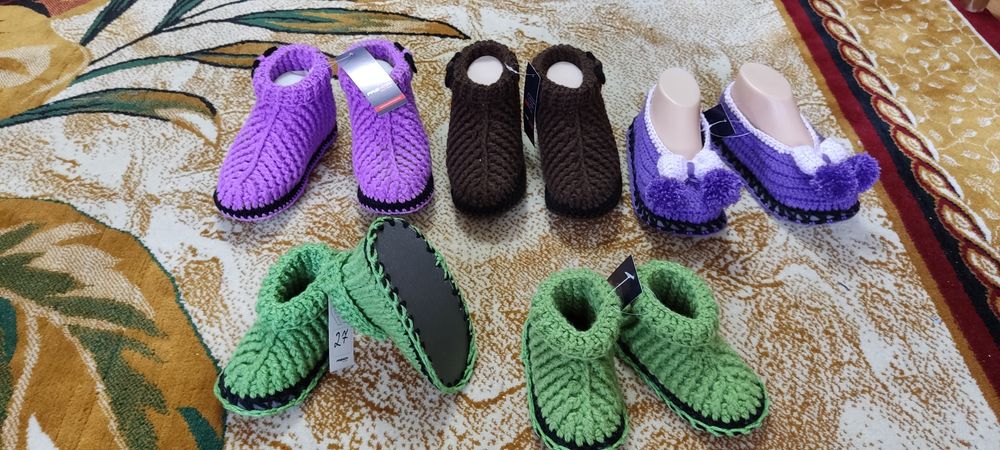 Вязаные сапожки для улицы с гелевой подошвой внутри синтепоном