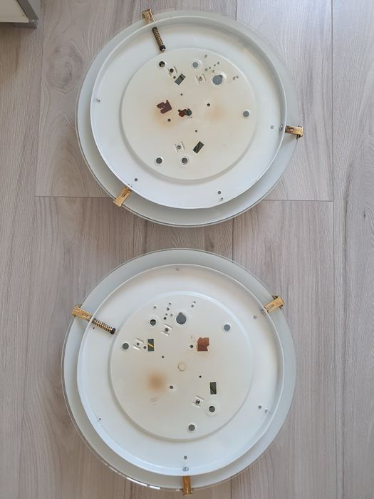 Set 3 plafoniere din sticla opal cu clipsuri aurii vintage