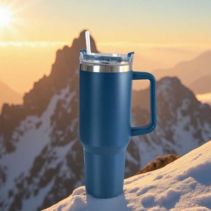 Нова Термо Чаша със Сламка  - 1200мл