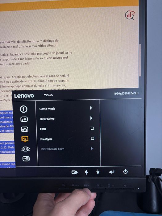 Monitor Gaming WLED IPS LENOVO 240 Hz