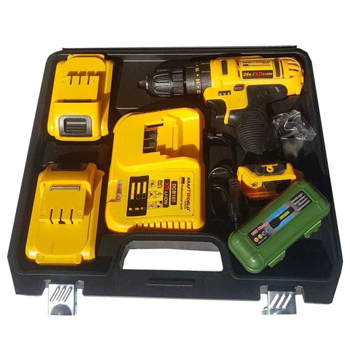 Ударен винтоверт / Бормашина Kraft World 24V, 5.0 Ah батерии зарядно