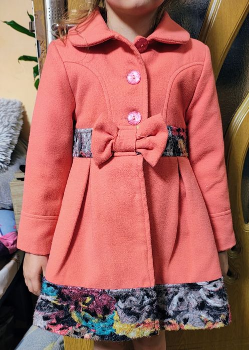 Palton fetițe 5 ani elegant + palarie