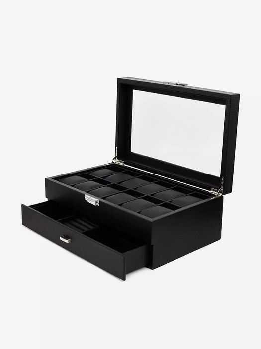 Шкатулка для хранения часов и очков и украшений большая двухуровневая