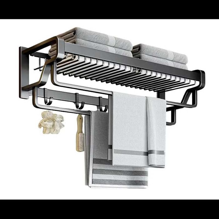 Suport pentru prosoape baie aluminiu argintiu 50cm