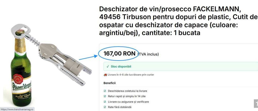 Tirbuson multifunctional vin,prosecco, Fackelmann,(Super Ofertă).
