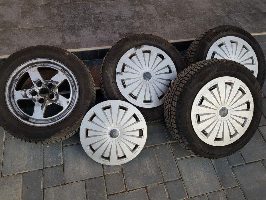 Jante Audi R16 + capace + cauciucuri iarna 205 60 16