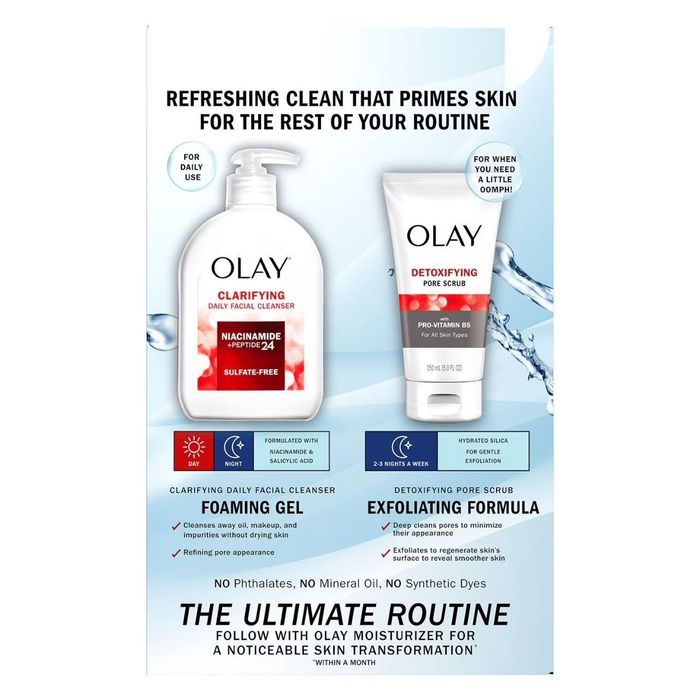 Очищающее средство 473мл и скраб 143мл  Olay Clarifying Daily Facial C
