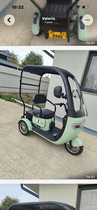 Triciclu electric acoperit RDB Panda 5 cu cabină/parbriz – Stare excelentă