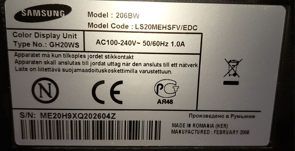 Монитор Samsung 206BW