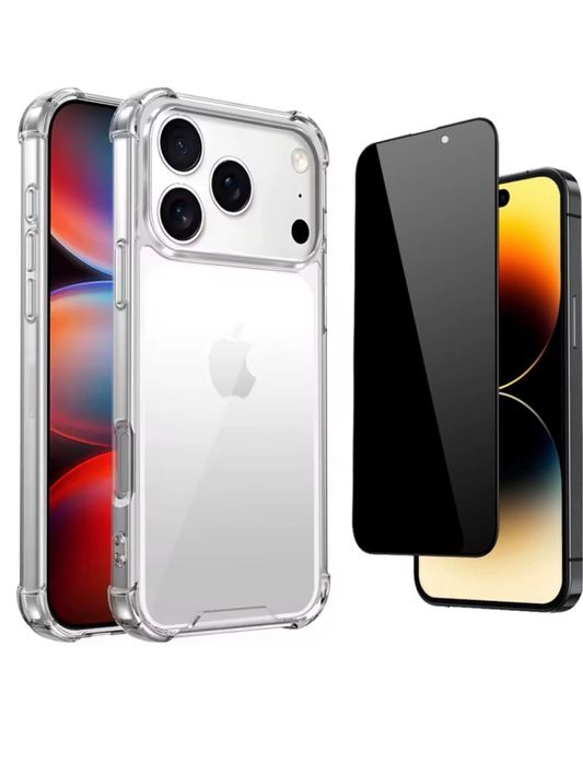 Husa Anti Soc+ Folie Sticla 6D 11D PRIVACY Iphone 17 17 AIR 17 PRO MAX