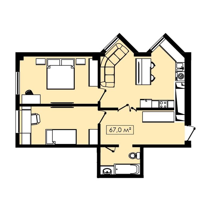 Продается 3х ком квартира, ЖК Royal Plaza, ор-р: Ц-2 Алайский, 67м²