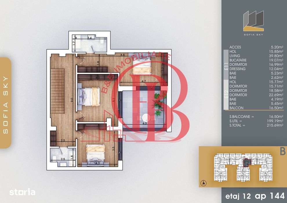 Th. Pallady 5 camere Duplex | Living 40mp | Dormitor 19mp