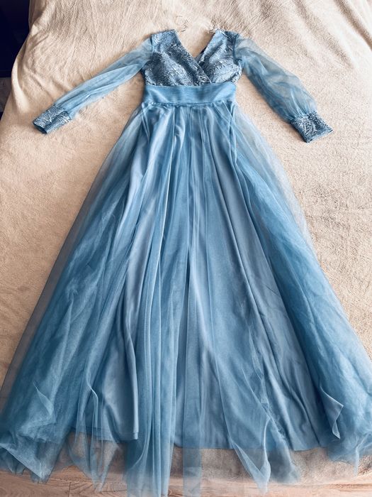 Rochie de nuntă / de nașă cu mânecă lungă