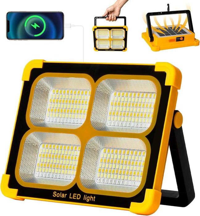 Соларна къмпинг лампа 100W с батерия 16500mAh и светлина 10000 LM