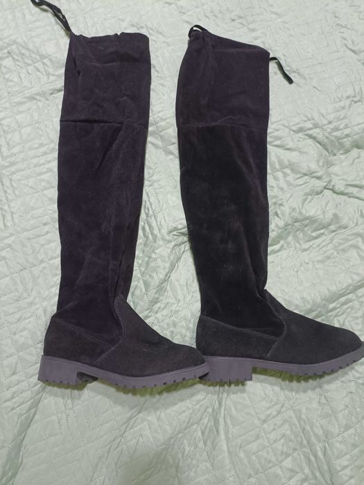 Ботфорты замша черные