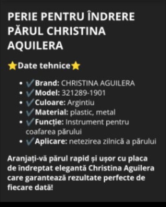 Perie pentru îndreptarea părului Christina Aguilera