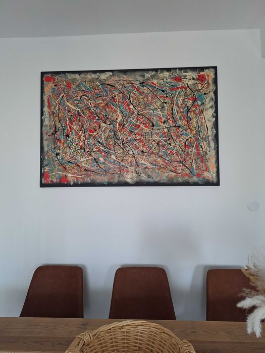 Tablou pictat manual, abstract, original, oferta, unic, stil Pollock