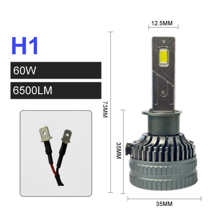 Комплект LED крушки HB4, HB3, H1 или H8 / H9 / H11 12V-24V - 60W, 6500LM, 6000K, CANBUS без грешки
