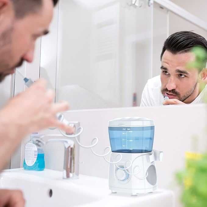 Зъбен душ Sawgmore 166-b, 8 приставки, 10 степени, 600 ml, бял