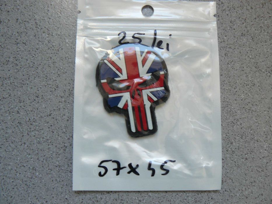 3 Bucati Patch Diferite Craniu Cu Steag / Punisher Italy,Germay,England