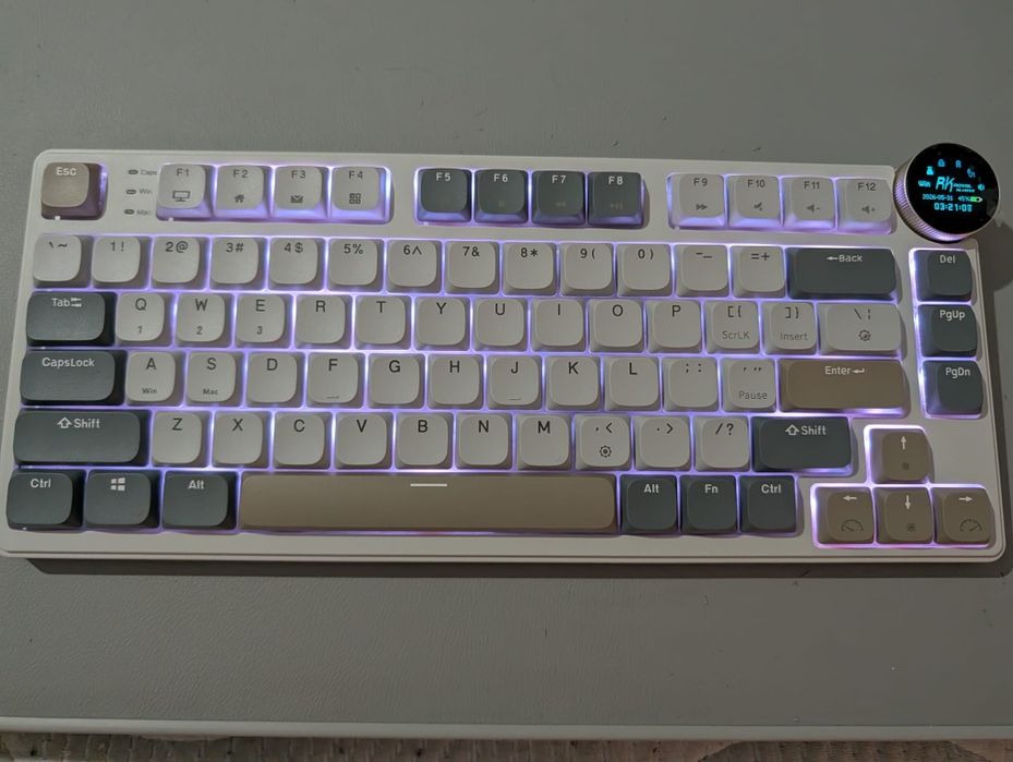 Tastatură Mecanică Low-Profile Royal Kludge RK N80, Ecran Smart, RGB, Tri-mode