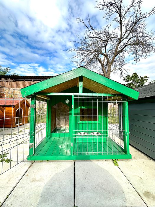 Cusca de caine izolată cu terasă cu încălzire pardoseală