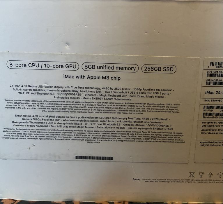 Apple imac 24 m3 8ram 256gb Гаранция