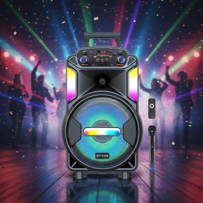 Мощна парти тонколона – двоен 8" говорител, 40W RMS, Bluetooth, караок