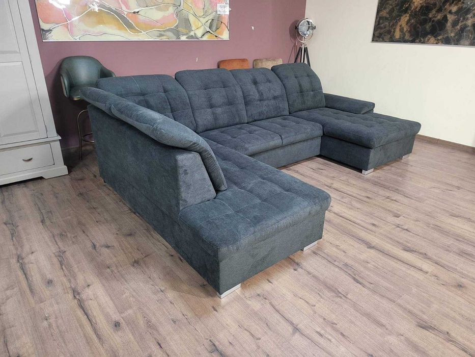 ПРОМОЦИЯ!!!Тъмно сив П - образен ъглов диван Nixon с функция сън