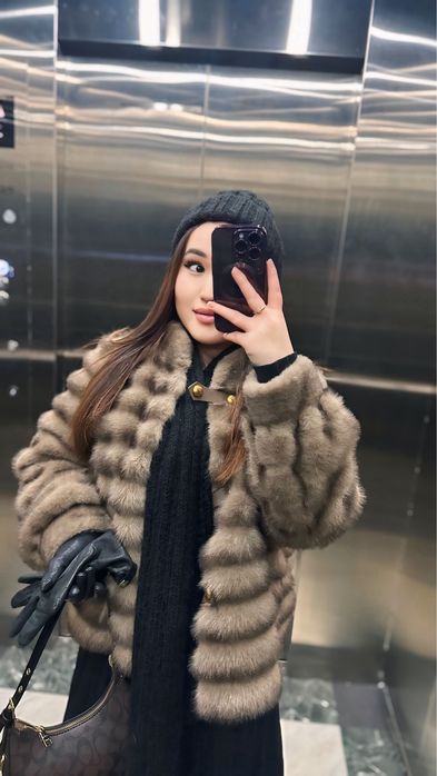 Эко шуба коричневая