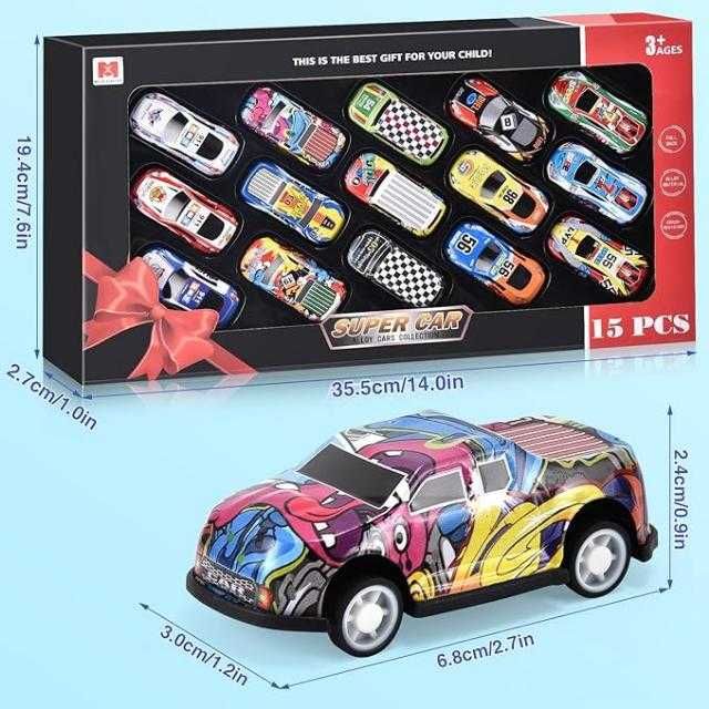 Set 15 masinute metalice sport, Multicolor,  KOMAZI®