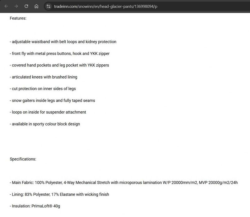 Head Glacier Ski панталон NEW size S