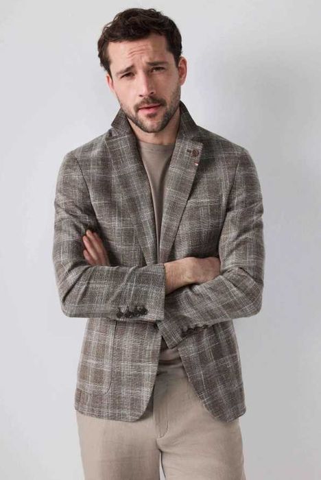 Sacou blazer slim de lux Eduard Dressler 48 50 M L lana si matase came