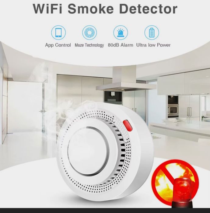 Пожарная сигнализация датчик дыма, Умный детектор дыма Tuya Wi-Fi
