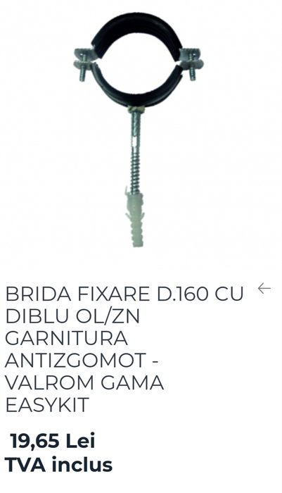 Bridă fixare țeavă canalizare