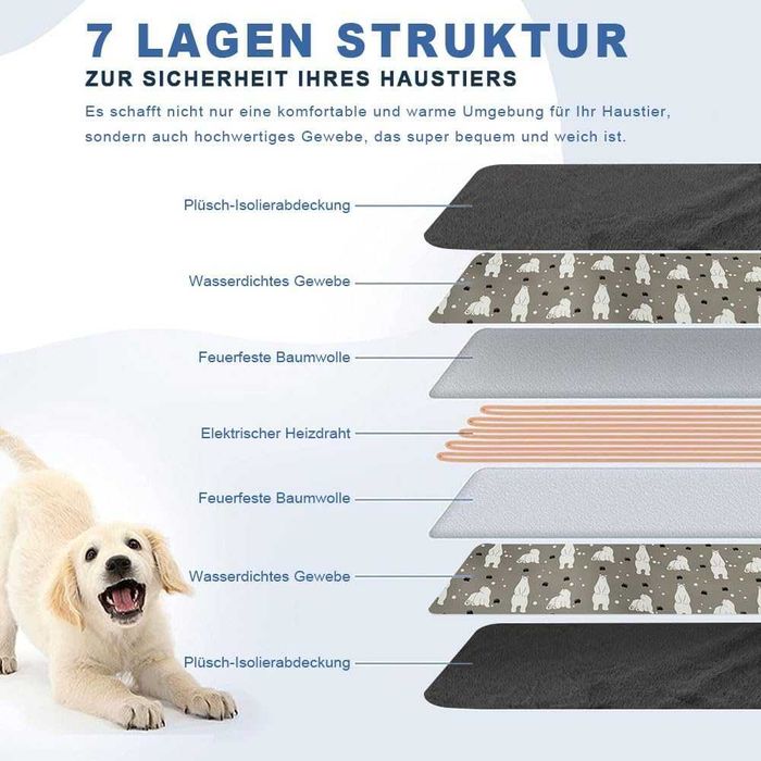 Електрическа отопляема постелка за домашни любимци 45x45 см+таймер