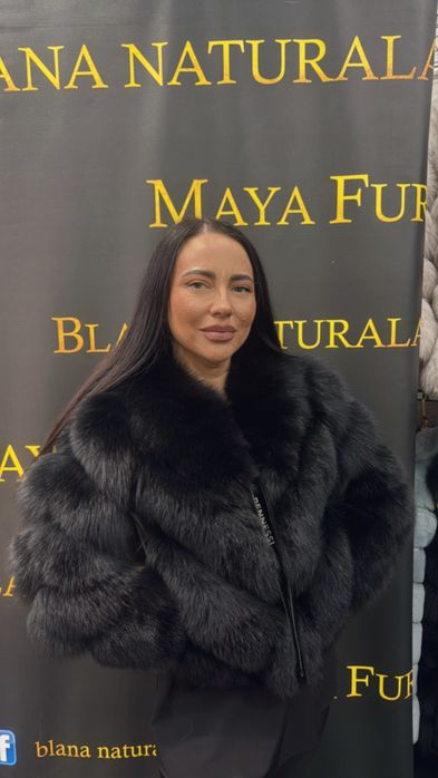 Haina din blana naturala premium, model in V