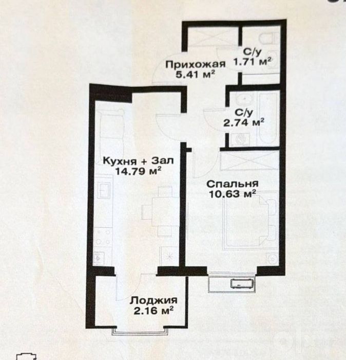 1-комнатная квартира 37,44 м², Мирабадский район, 16 этаж, ЖК Oz Makon