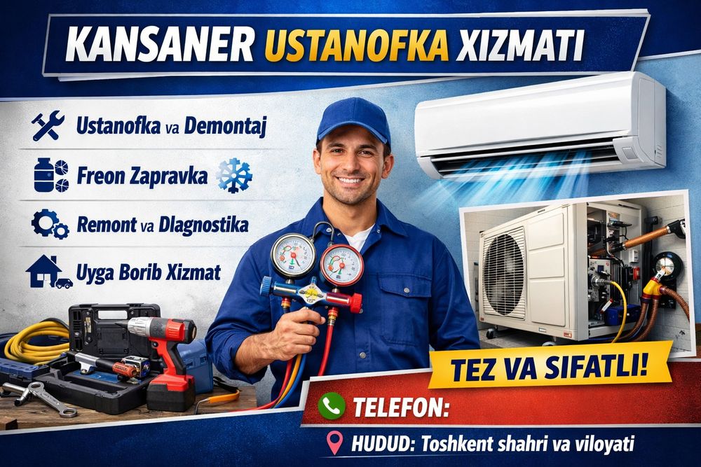 Kansaner ustanofka, remont va freon quyish xizmati