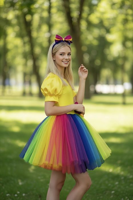Costum rochie Curcubeu unicorn cosplay mascota animatori  made în România