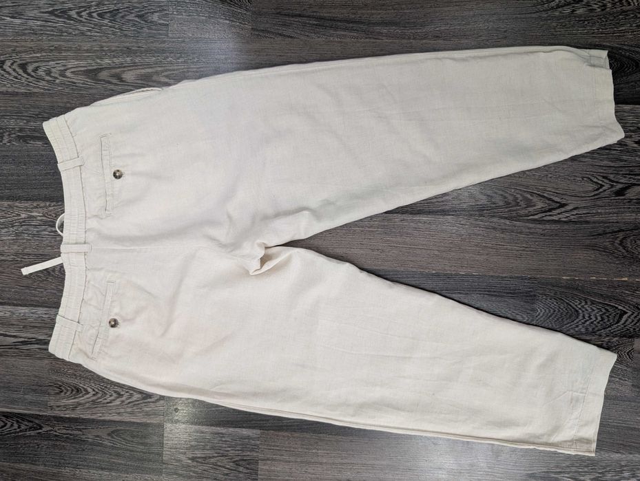 MANGO Льняные брюки slim fit со шнурком