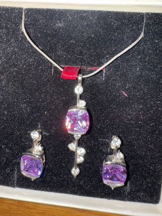 Set cercei și lănțic argint "Tie-me-up"