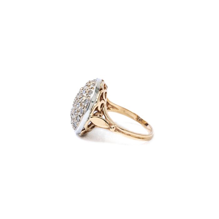 Inel din aur bicolor, decorat cu diamante rose cut