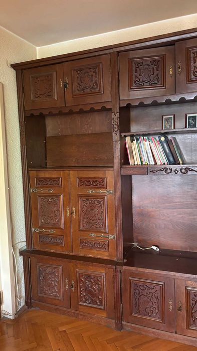 Mobila living lemn stejar masiv - biblioteca