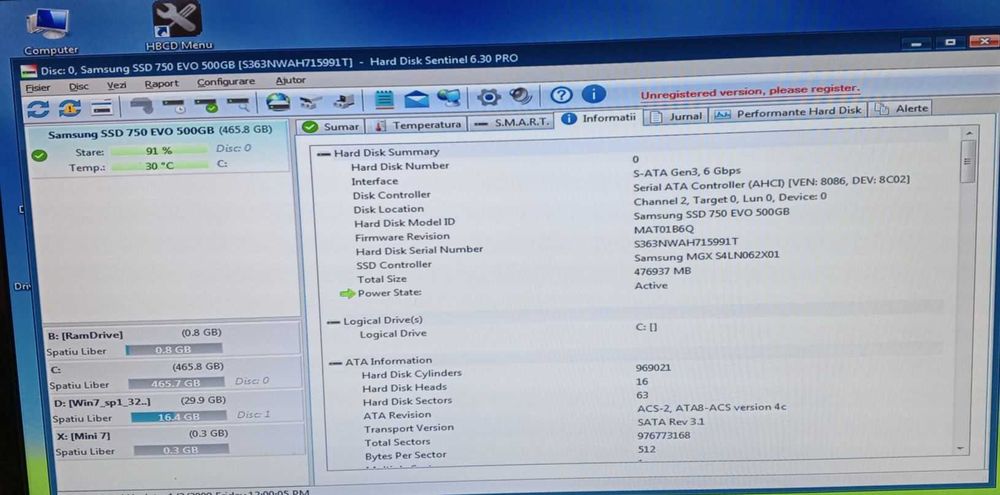 SSD Solid State Drive Samsung 750 EVO,500GB,Sata III,6GB/s