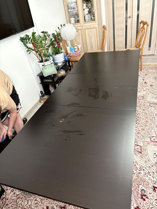 Стол раздвижной прочный черный