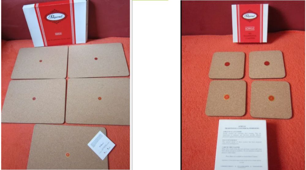 cadou rar arta placemats coasters litografii Pimpernel, Anglia '70