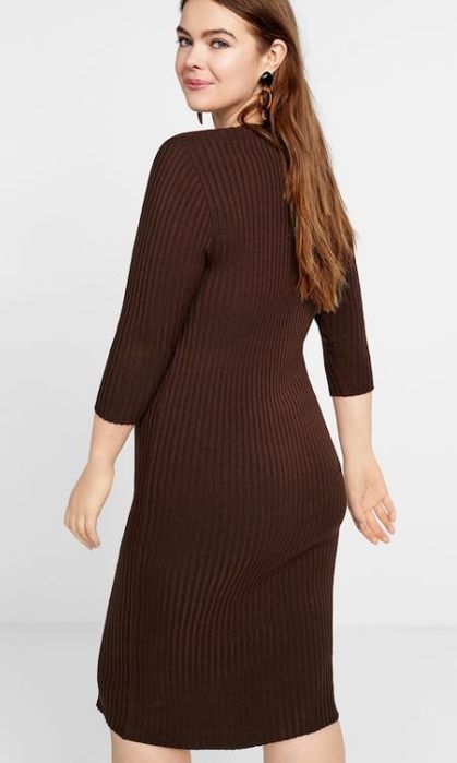 Rochie pulovar maro midi mulata MANGO marimea XL - 150 ron