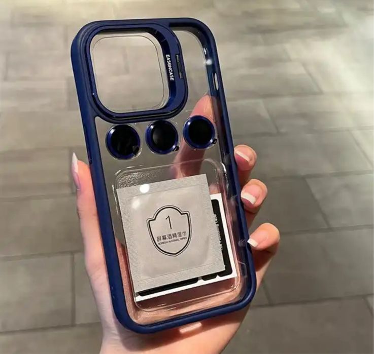 IPHONE 14/15/16/PRO/MAX/PLUS - Husa Hybrid Stand + Folie Cercuri